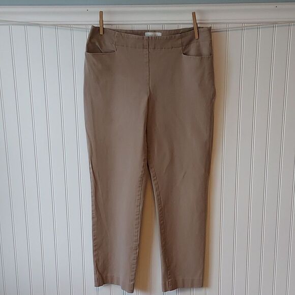 TALBOTS Tan Ankle Pants Twill Flat Front 10 - Picture 1 of 12